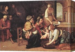 Baptist Canvas Paintings - Birth of St John the Baptist by Artemisia Gentileschi