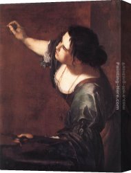 Allegory Canvas Paintings - Self-Portrait as the Allegory of Painting by Artemisia Gentileschi
