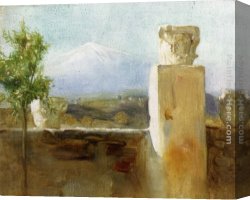 Etna Canvas Paintings - Mount Etna From Taormina by Arthur Hacker