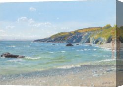Arthur Hacker Canvas Paintings - Perran Point Cornwall by Arthur Hughes