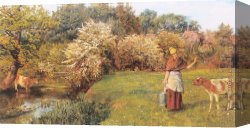 Arthur Hacker Canvas Paintings - Poll the Milkmaid by Arthur Hughes