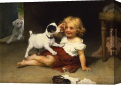 Arthur Hacker Canvas Paintings - Ruff Play by Arthur John Elsley