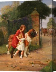 Arthur Hacker Canvas Paintings - Safely Guarded by Arthur John Elsley