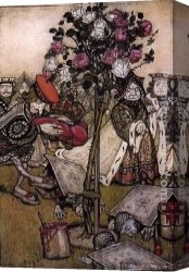 Arthur Hacker Canvas Paintings - Alice in Wonderland The Queen's Croquet Ground by Arthur Rackham