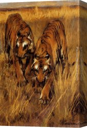 A Tiger And a Serpent Canvas Paintings - Tigers by Arthur Wardle