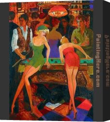 Dead Game Canvas Paintings - Game of Pool by Avtandil