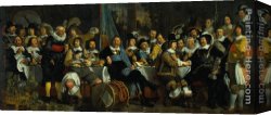 Crossbowman's Canvas Paintings - The Celebration of the Peace of M&uuml;nster, 18 June 1648 in the Headquarters of the Crossbowman's Civi by Bartholomeus van der Helst
