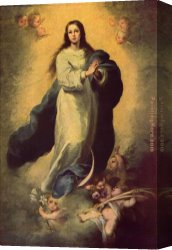 El Bano Del Caballo [the Horse's Bath] Canvas Paintings - Inmaculada Museo del Prado by Bartolome Esteban Murillo