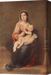 Esteban Canvas Paintings - Madonna and Child by Bartolome Esteban Murillo