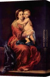 Esteban Canvas Paintings - Madonna with the Rosary by Bartolome Esteban Murillo
