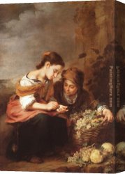 Esteban Canvas Paintings - The Little Fruit Seller by Bartolome Esteban Murillo
