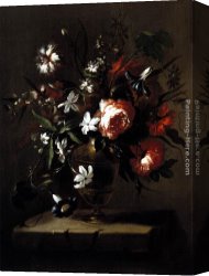 Bartolome Canvas Paintings - Vase of Flowers by Bartolome Perez