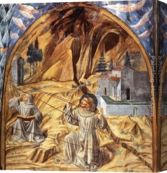 Scene Canvas Paintings - Scenes from the Life of St Francis (Scene 11, south wall) by Benozzo di Lese di Sandro Gozzoli