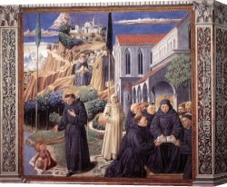 Scene Canvas Paintings - Scenes from the Life of St Francis (Scene 12, south wall) by Benozzo di Lese di Sandro Gozzoli