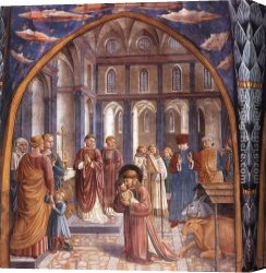 Scene Canvas Paintings - Scenes from the Life of St Francis (Scene 9, north wall) by Benozzo di Lese di Sandro Gozzoli
