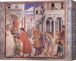 North Canvas Paintings - The School of Tagaste (scene 1, north wall) by Benozzo di Lese di Sandro Gozzoli