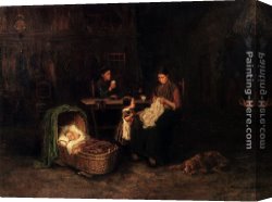 A Holiday Gathering Canvas Paintings - A Family Gathering by Bernard de Hoog