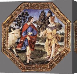 Ceiling Decoration Canvas Paintings - Ceiling decoration by Bernardino Pinturicchio