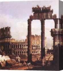 Bernardo Strozzi Canvas Paintings - Capriccio with the Colosseum by Bernardo Bellotto