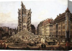 Bernardo Strozzi Canvas Paintings - The Ruins of the Old Kreuzkirche in Dresden by Bernardo Bellotto
