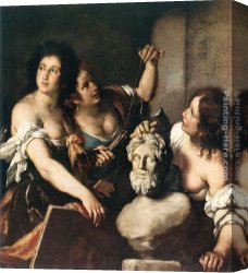 Bernardo Strozzi Canvas Paintings - Allegory of Arts by Bernardo Strozzi