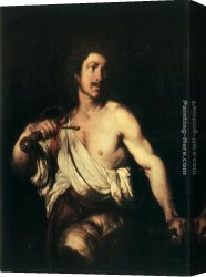Bernardo Strozzi Canvas Paintings - David with the Head of Goliath by Bernardo Strozzi