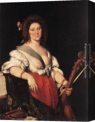Bernardo Strozzi Canvas Paintings - Gamba Player by Bernardo Strozzi