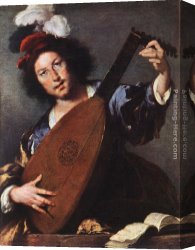 Bernardo Strozzi Canvas Paintings - Lute Player by Bernardo Strozzi
