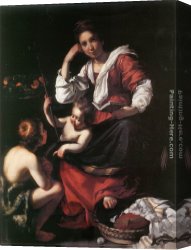 Bernardo Strozzi Canvas Paintings - Madonna and Child with the Young St John by Bernardo Strozzi