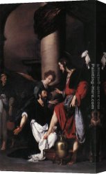 Bernardo Strozzi Canvas Paintings - St Augustine Washing the Feet of Christ by Bernardo Strozzi