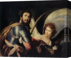 Bernardo Strozzi Canvas Paintings - St Maurice and the Angel by Bernardo Strozzi