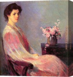 Pink Canvas Paintings - Lady in Pink by Bernhard Gutmann