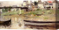 Boats Canvas Paintings - Boats on the Seine by Berthe Morisot