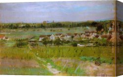 De Tonty Suing for Peace in The Iroquois Village in January 1680 Canvas Paintings - Le village de Maurecourt by Berthe Morisot