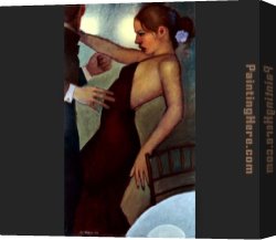 Thoughts Before The Dance Canvas Paintings - First We Dance by Bill Brauer