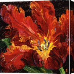 Bobbie Canvas Paintings - Impasto Flower II by Bobbie Burgers