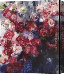Pink Canvas Paintings - Pink Purple Blue Flowers by Bobbie Burgers