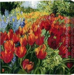 Bobbie Canvas Paintings - Tulips by Bobbie Burgers