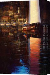 Lake Como Canvas Paintings - Lake Como Sunset Sail by Brent Lynch