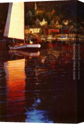 Lake Como Sunset Sail Canvas Paintings - New England Sunset Sail by Brent Lynch