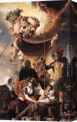 Allegory Canvas Paintings - Allegory of the Birth of Frederik Hendrik by Caesar van Everdingen