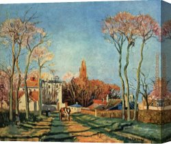 De Tonty Suing for Peace in The Iroquois Village in January 1680 Canvas Paintings - Entree du village de Voisins 1872 by Camille Pissarro