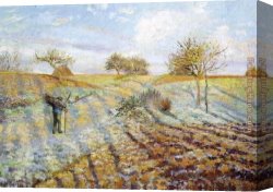 Camille Canvas Paintings - Gelee Blanche by Camille Pissarro