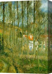 Jas De Bouffan The Pool Canvas Paintings - La Cote des Boeufs the Hermitage by Camille Pissarro