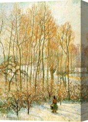 Morning Canvas Paintings - Morning Sunlight on the Snow by Camille Pissarro