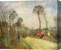 Peter Von Cornelius Canvas Paintings - Postkutsche von Louveciennes 1870 by Camille Pissarro