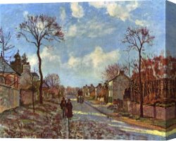 Camille Canvas Paintings - Rue de Louveciennes 1872 by Camille Pissarro