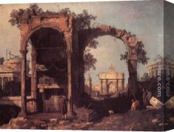 Building Canvas Paintings - Capriccio Ruins and Classic Buildings by Canaletto