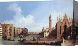 Basilica Di San Marco Canvas Paintings - Grand Canal from Santa Maria della Carit&agrave; to the Bacino di San Marco by Canaletto
