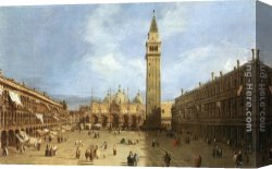 Basilica Di San Marco Canvas Paintings - Piazza San Marco by Canaletto